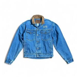 Vintage Schaefer Outfitter Denim Jacket Leather Collar - Size S